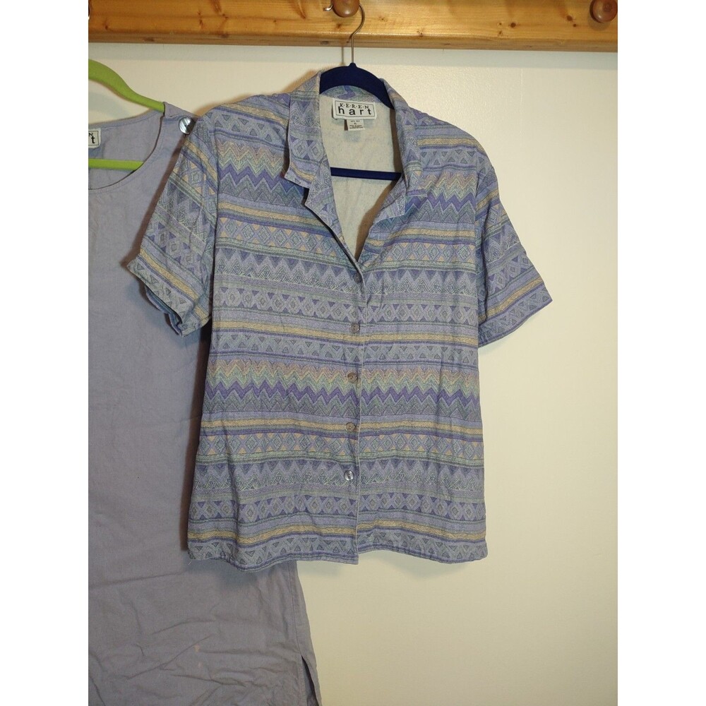 Keren Hart Women's XL Purple Silk Dress And Shirt Combo Vintage Art to Wear - Picture 7 of 12